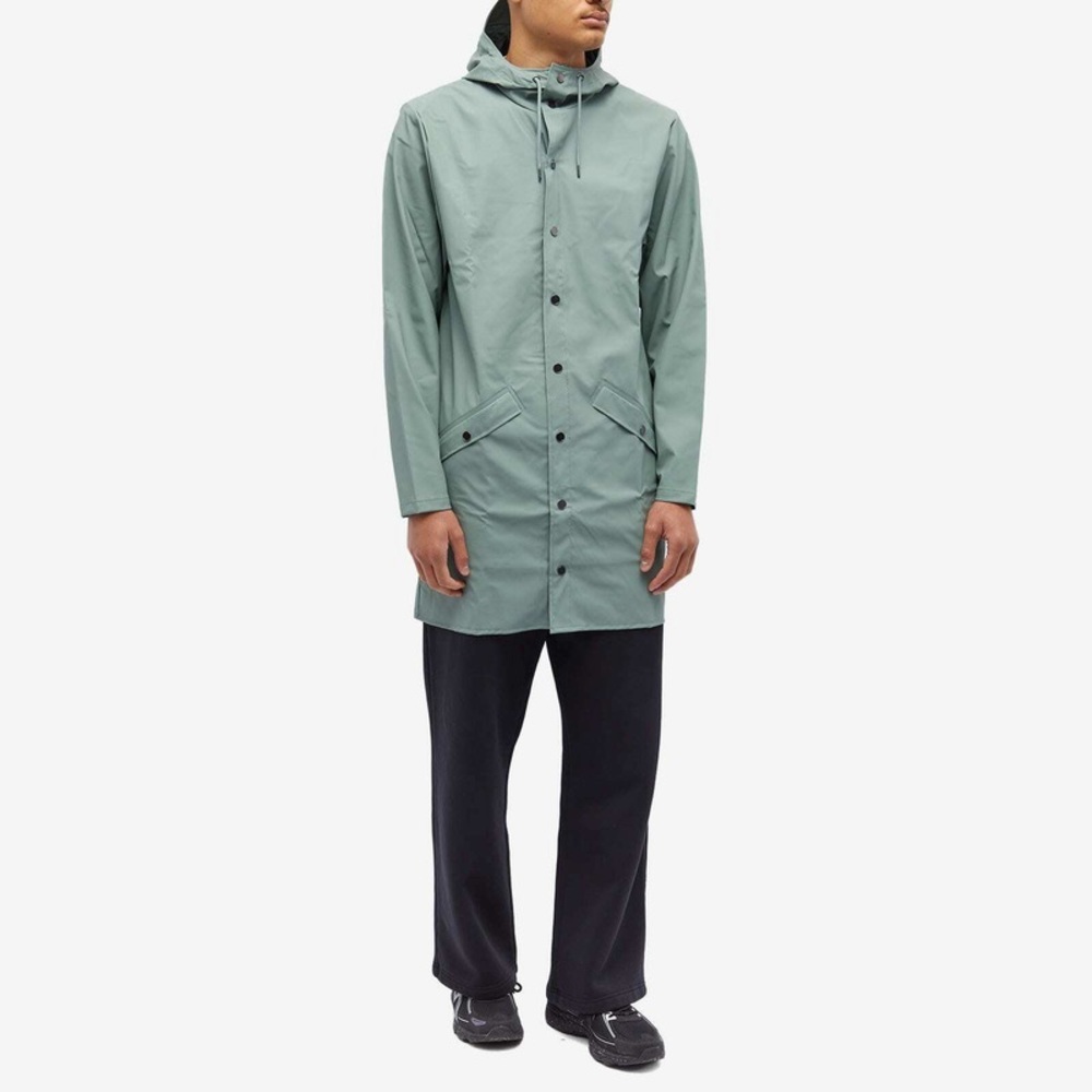 NWT Rains UNISEX Long Jacket W3 in Haze Green XL - Picture 3 of 8